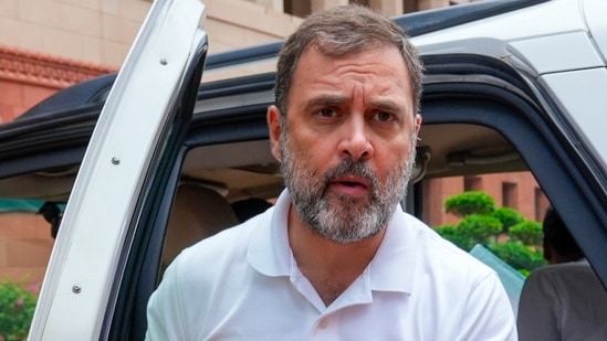 New Delhi: LoP Rahul Gandhi during Monsoon session of Parliament, in New Delhi, Thursday, Aug. 8, 2024.(PTI)