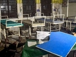 Damaged medical equipments in the emergency room after unidentified miscreants vandalised a portion of the RG Kar Medical College and Hospital amid midnight protests by women in various parts of West Bengal against the alleged rape and murder of a post graduate trainee doctor, in Kolkata, Thursday, Aug. 15, 2024. (PTI Photo)