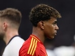 Spain's forward #19 Lamine Yamal looks during the UEFA Euro 2024 final 