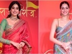Janhvi Kapoor and Ananya Panday pose for the paparazzi at NMACC. Janhvi Kapoor and Ananya Panday pose for the paparazzi at NMACC.