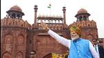 Prime Minister Narendra Modi greets the gathering at Red Fort in Delhi on Thursday. (PTI) Prime Minister Narendra Modi greets the gathering at Red Fort in Delhi on Thursday. (PTI)