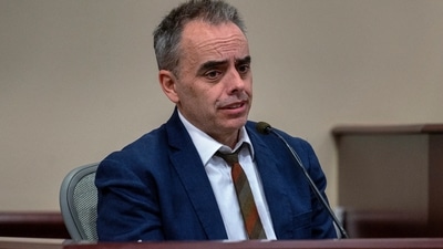 File photo of director Joel Souza testifies in the trial against Rust armorer Hannah Gutierrez-Reed in March. (AP) File photo of director Joel Souza testifies in the trial against Rust armorer Hannah Gutierrez-Reed in March. (AP)