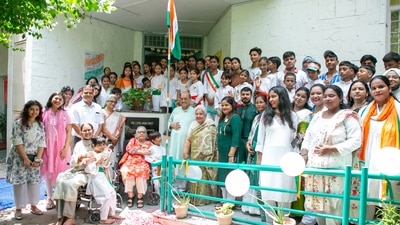 Flag hoisting ceremony at The Lepra India Trust