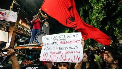 Students join other protesters in a midnight rally protesting against the murder of a 31 year old post-graduate trainee. (AP file photo) Students join other protesters in a midnight rally protesting against the murder of a 31 year old post-graduate trainee. (AP file photo)