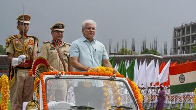 On Thursday, hundreds of Jats at Chhatrasal stadium said Kailash Gahlot unfurling the flag was a moment of pride for the community. (PTI) On Thursday, hundreds of Jats at Chhatrasal stadium said Kailash Gahlot unfurling the flag was a moment of pride for the community. (PTI)