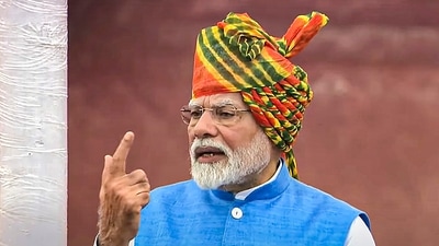Prime Minister Narendra Modi addresses the nation from the Red Fort on 78th Independence Day (PTI)