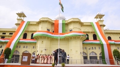 Flag hoisting in the historic Arts Quadrangle of Lucknow University&nbsp; (Official Twitter account )