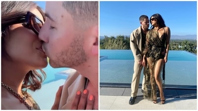Priyanka Chopra and Nick Jonas kiss in a video recorded by him. Priyanka Chopra and Nick Jonas kiss in a video recorded by him.