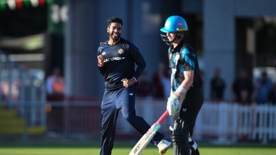 Venkatesh gave 12 runs off the first four ball of the over but then swept off the last two wickets after that. (Lancashire website) Venkatesh gave 12 runs off the first four ball of the over but then swept off the last two wickets after that. (Lancashire website)