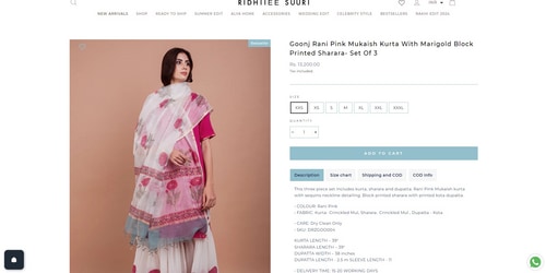 Price of Sara Ali Khan's sharara and kurta set. (ridhiieesuuri.com)