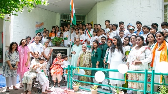 Flag hoisting ceremony at The Lepra India Trust 