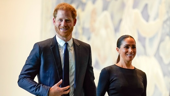 FILE - Prince Harry and Meghan Markle arrive at United Nations headquarters, July 18, 2022. (AP Photo/Seth Wenig, File)(AP)