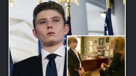 A video of then 4-year-old Barron Trump conversing with a Slovenian accent just like his mother, Melania, has gone viral on X, formerly Twitter.(X)