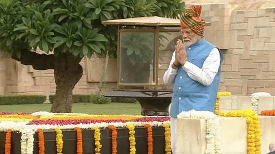 Independence Day 2024: Prime Minister Narendra Modi at Rajghat. (Youtube)