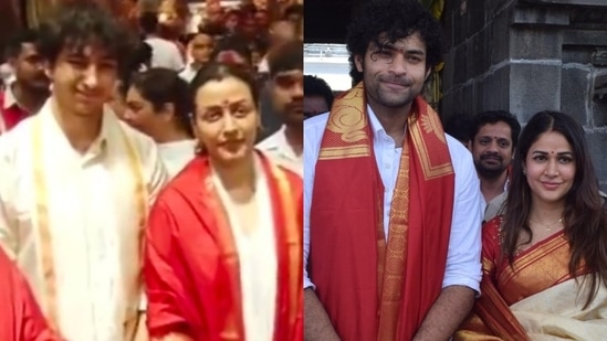 Gautam Ghattamaneni, Namrata Shirodkar, Varun Tej, Lavanya Tripathi at Tirumala.