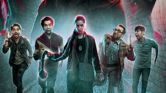 Día 1 de recaudación de taquilla de Stree 2: Aparshakti Khurana, Rajkummar Rao, Shraddha Kapoor, Pankaj Tripathi, Abhishek Banerjee en una imagen fija de la película.