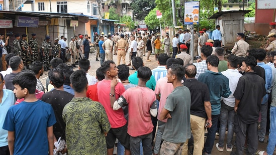 Guwahati: Security personnel at the spot after a suspected Improvised Explosive Device (IED) was recovered on a road to Gandhi Mandap, in Guwahati, Thursday, Aug. 15, 2024.(PTI)