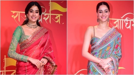 Janhvi Kapoor and Ananya Panday pose for the paparazzi at NMACC. (HT Photo/Varinder Chawla)