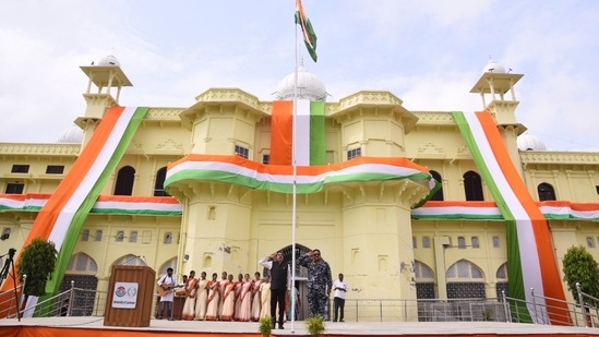 Flag hoisting in the historic Arts Quadrangle of Lucknow University&nbsp;(Official Twitter account )