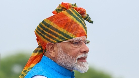 PM Modi also congratulated India's Olympics athletes and their achievements, saying India would work towards being able to host the games in 2036.(Arvind Yadav/Hindustan Times)