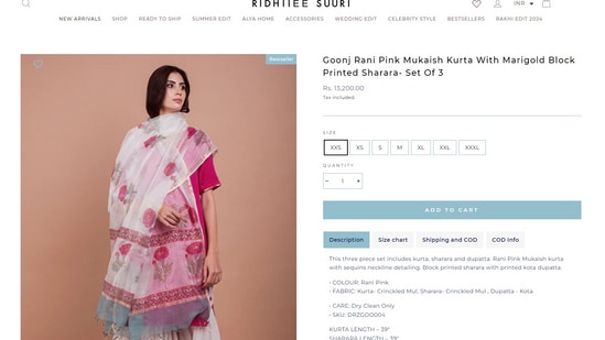 Price of Sara Ali Khan's sharara and kurta set. 