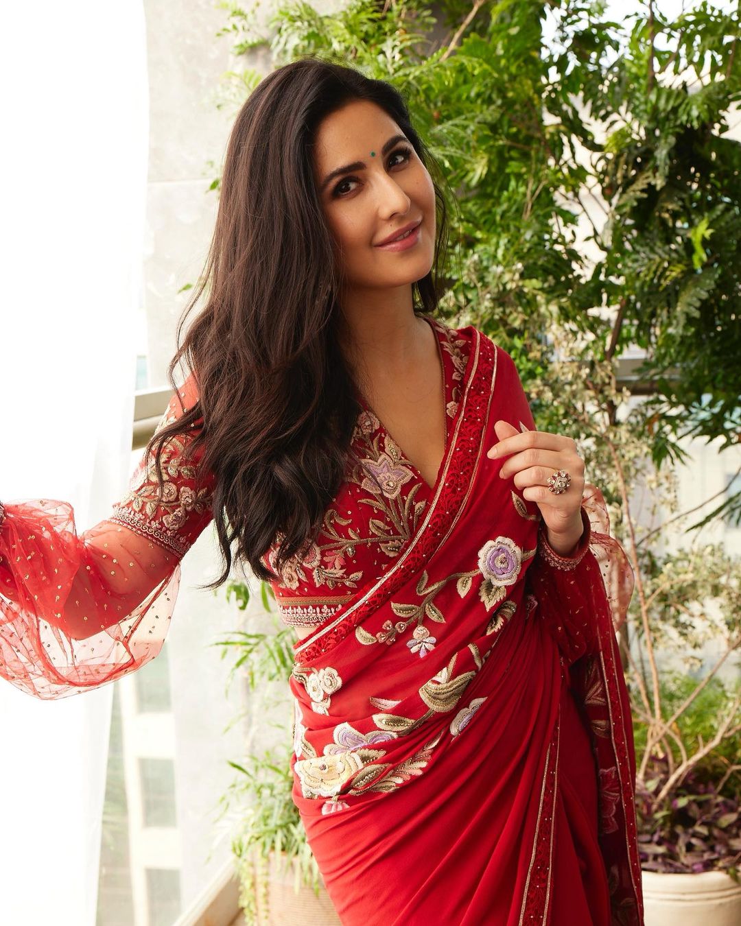 Katrina Kaif in a red Gara saree (Photo: Instagram) Katrina Kaif in a red Gara saree (Photo: Instagram)