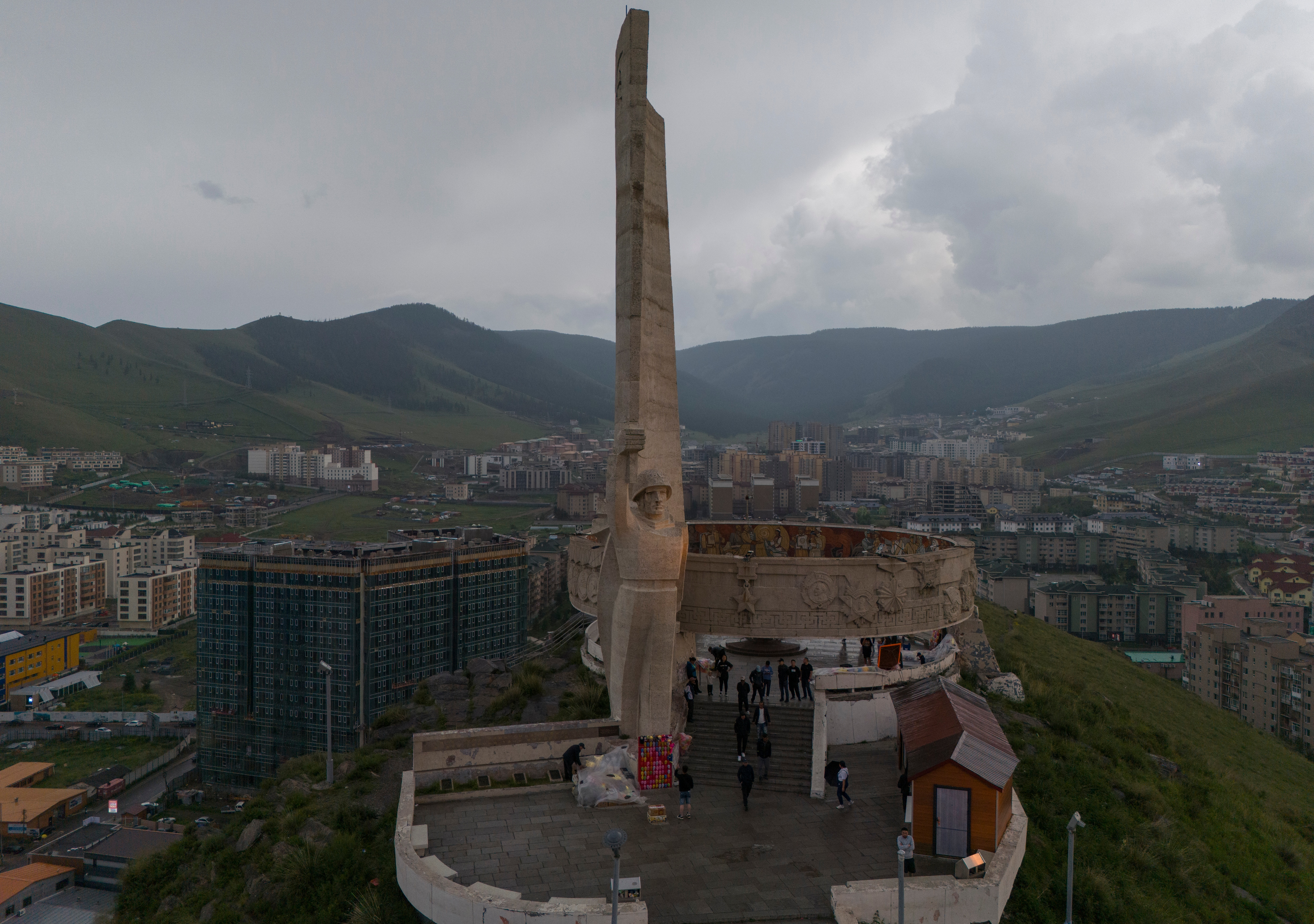 Tourists visit the Zaisan Memorial, a monument that honours allied Mongolian and Soviet soldiers killed in World War II. (AP) Tourists visit the Zaisan Memorial, a monument that honours allied Mongolian and Soviet soldiers killed in World War II. (AP)