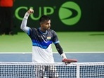 India's Sumit Nagal in action.(Deepak Gupta/HT Photo) India's Sumit Nagal in action.(Deepak Gupta/HT Photo)