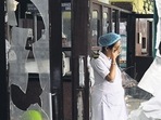 A nurse breaks down after the violence at RG Kar Hospital in Kolkata. (Samir Jana/HT Photo) A nurse breaks down after the violence at RG Kar Hospital in Kolkata. (Samir Jana/HT Photo)