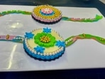 A fondant-based edible rakhi A fondant-based edible rakhi