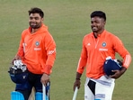 India's Rinku Singh and Sanju Samson during a practice session
India's Rinku Singh and Sanju Samson during a practice session