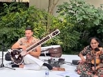 Sitarist Rishab Sharma and violinist Jyotsna Srikanth for the reception at Paris Olympics 2024 Sitarist Rishab Sharma and violinist Jyotsna Srikanth for the reception at Paris Olympics 2024
