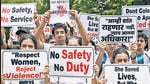 Mumbai, India - Aug. 16, 2024: Resident doctors and medical students across the city's government hospital staged a protest against the alleged rape and murder of a woman doctor at Kolkata's RG Kar Medical College and Hospital, at Azad Maidan, in Mumbai, India, on Friday, August 16, 2024. (Photo by Anshuman Poyrekar/ Hindustan Times) (Hindustan Times) Mumbai, India - Aug. 16, 2024: Resident doctors and medical students across the city's government hospital staged a protest against the alleged rape and murder of a woman doctor at Kolkata's RG Kar Medical College and Hospital, at Azad Maidan, in Mumbai, India, on Friday, August 16, 2024. (Photo by Anshuman Poyrekar/ Hindustan Times) (Hindustan Times)