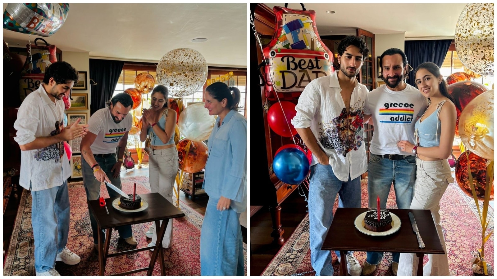 Glimpses into Saif Ali Khan’s birthday party at home with Kareena Kapoor, Sara Ali Khan, Ibrahim and lots of balloons: Pictures | Bollywood