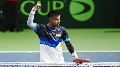 India's Sumit Nagal in action. (Deepak Gupta/HT Photo) India's Sumit Nagal in action. (Deepak Gupta/HT Photo)