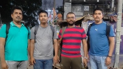 Vipin Gupta (third from left) had relocated to Bengaluru for work. He was last seen on August 4. (X) Vipin Gupta (third from left) had relocated to Bengaluru for work. He was last seen on August 4. (X)
