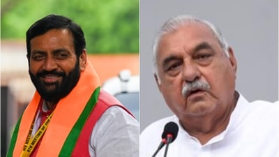 Haryana chief minister Nayab Singh Saini and ex-CM Bhupinder Singh Hooda. Haryana chief minister Nayab Singh Saini and ex-CM Bhupinder Singh Hooda.