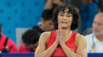 Vinesh Phogat celebrates after winning her Women's Freestyle 50kg semi-final wrestling match against Cuba's Yusneylys Guzman Lopez at the 2024 Summer Olympics, in Paris (PTI) Vinesh Phogat celebrates after winning her Women's Freestyle 50kg semi-final wrestling match against Cuba's Yusneylys Guzman Lopez at the 2024 Summer Olympics, in Paris (PTI)
