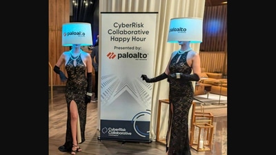 The image shows the "sexist" hostess lampshade outfits, which prompted Palo Alto Networks’ CEO to apologize. (Screengrab) The image shows the "sexist" hostess lampshade outfits, which prompted Palo Alto Networks’ CEO to apologize. (Screengrab)