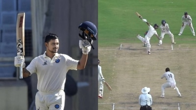 Ishan Kishan smashed back-to-back sixes to score century on red-ball return Ishan Kishan smashed back-to-back sixes to score century on red-ball return