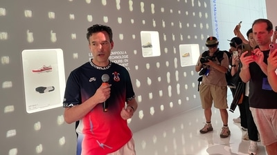 Nike chief shares insights and future designs at Art of Victory Exhibit in Paris. (Shrenik Avlani) Nike chief shares insights and future designs at Art of Victory Exhibit in Paris. (Shrenik Avlani)