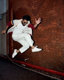 Vicky Kaushal adds a pop of colour to his all-white outfit (instagram) Vicky Kaushal adds a pop of colour to his all-white outfit (instagram)