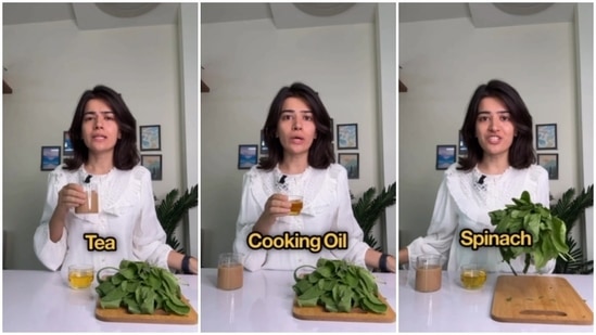 In a viral reel, Nutritionist Kiran Kukreja explained why we should never reheat these three items – tea, oil and spinach. (Instagram/@nuttyovernutritionn)