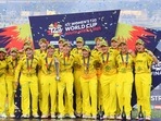 Australian players celebrate with trophy after winning the ICC Women's T20 World Cup 2023(ICC Twitter) Australian players celebrate with trophy after winning the ICC Women's T20 World Cup 2023(ICC Twitter)