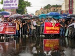 Members of the Indian Medical Association (IMA) stage a protest amid its 24-hour nationwide strike demanding justice for the woman doctor who was raped and murdered at R G Kar Medical College and Hospital, in Kolkata. Members of the Indian Medical Association (IMA) stage a protest amid its 24-hour nationwide strike demanding justice for the woman doctor who was raped and murdered at R G Kar Medical College and Hospital, in Kolkata.
