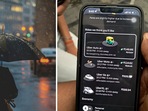 The man’s post on Uber’s surge pricing during rainfall in Gurugram has gone viral. (Unsplash/Osman Rana, LinkedIn/Surya Pandey)