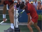 Carlos Alcaraz smashes his racquet after losing a point to Gael Monfils(X) Carlos Alcaraz smashes his racquet after losing a point to Gael Monfils(X)