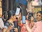 Mumbai, India - Aug. 16, 2024: Women expressing their happiness over the deposit of ?3000 in women's accounts under the Maharashtra Government's Ladki Bahin Yojana in Mumbai, India, on Friday, August 16, 2024. (Photo by Satish Bate/ Hindustan Times) (Hindustan Times) Mumbai, India - Aug. 16, 2024: Women expressing their happiness over the deposit of ?3000 in women's accounts under the Maharashtra Government's Ladki Bahin Yojana in Mumbai, India, on Friday, August 16, 2024. (Photo by Satish Bate/ Hindustan Times) (Hindustan Times)