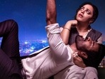 Nithya Menen and Dhanush in a still from Thiruchitrambalam. Nithya Menen and Dhanush in a still from Thiruchitrambalam.
