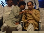 Shiv Sena (UBT) chief Uddhav Thackeray with Sanjay Raut at Gadkari Hall in Thane on, Saturday, August 10, 2024. (Praful Gangurde /HT Photo )